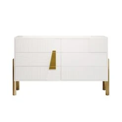 Modern White & Gold Dresser 6 Drawers Chest Storage Cabinet With Fluted -Best Furniture Store 01c83e7b0db205d66cb3e186dfea6817