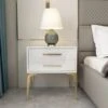 Modern White Nightstand Glossy 2-Drawer Classic Bedside Cabinet High Legs -Best Furniture Store 326f1af5282349529fd71c9e3930b8d4