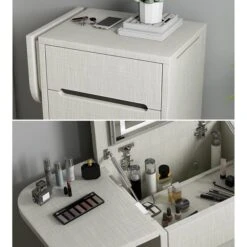 Nordic Flip Top White Makeup Vanity Mini With Stool & Mirror 11 Nordic Flip Top White Makeup Vanity Mini With Stool & Mirror -Best Furniture Store 41740770dde546468bc35d917083efed