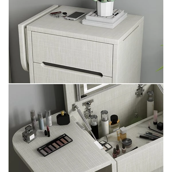 Nordic Flip Top White Makeup Vanity Mini With Stool & Mirror 7 Nordic Flip Top White Makeup Vanity Mini With Stool & Mirror - Image 5