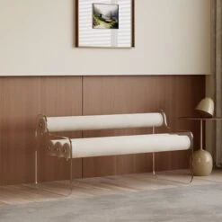 Modern White Velvet Bedroom Bench With Back Acrylic & Upholstered Bench 12 Modern White Velvet Bedroom Bench With Back Acrylic & Upholstered Bench -Best Furniture Store 56df43815fefb7bc1716b208ad95c86b