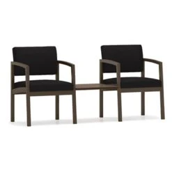 Two Steel Frame Chairs With Center Table