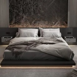 Modern Smart Floating Nightstand With Wireless Charging & Bluetooth Speakers & USB Port -Best Furniture Store 86f545380519bc7e0b8e67ee70fb6318