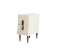 Modern Beige Nightstand Bedside Table With 2 Drawers In Gold Legs -Best Furniture Store MTFXRJQKTJL6GAABAAAAADA8