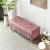 Modern Velvet Storage Bench Flip Top In Pink With Gold Legs